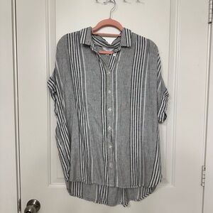 Time and Tru Black and White Striped Shirt